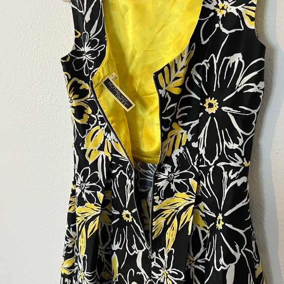 Julian Taylor New York Floral Print Dress Sleeveless Black Yellow Size 6 - Picture 5 of 8